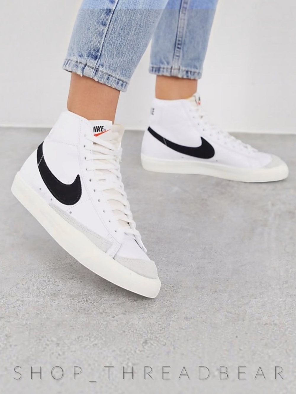 Like New [Nike] White Leather < Blazer Mid 77 Vintage > Gray Suede Sneaker | 8 6